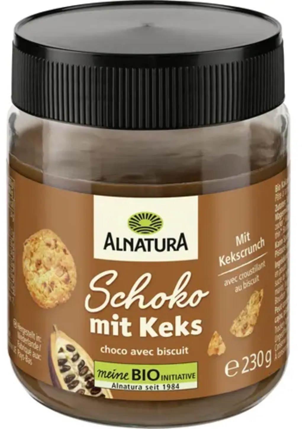 Alnatura Biologische Chocoladepasta Met Biscuit 230 G Piccantino