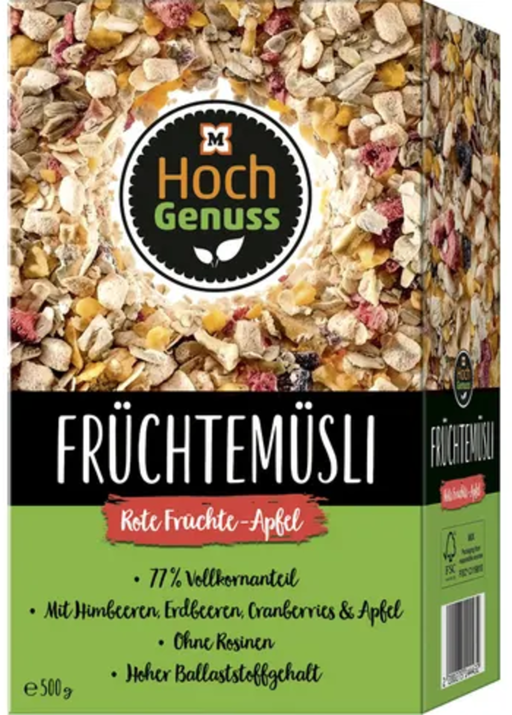 HochGenuss Muesli Alla Frutta Frutti Rossi E Mela 500 G Piccantino