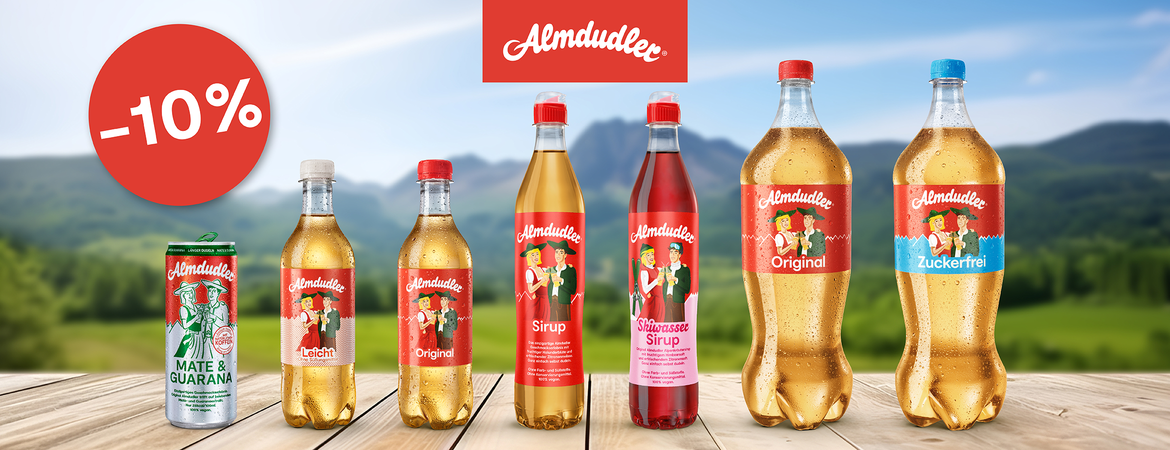 Get the popular herbal lemonades by Almdudler now at <strong>10%</strong> off!<br />
<br />
<span class=