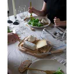 Pebbly Bamboo Cheese Board with Glass Lid, M - 1 Pc.