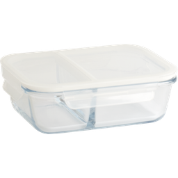 Rectangular Food Container with 2 Compartments - 950 ml