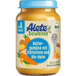 Bio Buttergemüse mit Kartoffeln und Bio-Hühnchen - 190 g