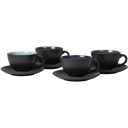 Bitz Cup and Saucer, Set of 4 - Black/Dark Blue