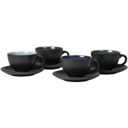 Bitz Tazza con Piattino - Set di 4 Pezzi - Nero/blu scuro