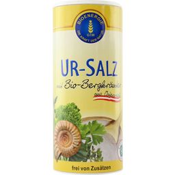 Sól starożytna z ziołami organicznymi w solniczce