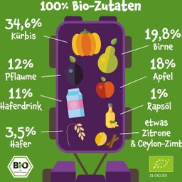 Bio Quetschie 'Kürbis, Birne, Apfel, Pflaume, Hafer' - 100 g