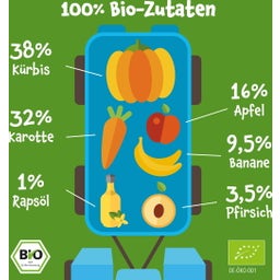 Bio Quetschie 'Kürbis, Karotte, Apfel, Banane, Pfirsich' - 100 g