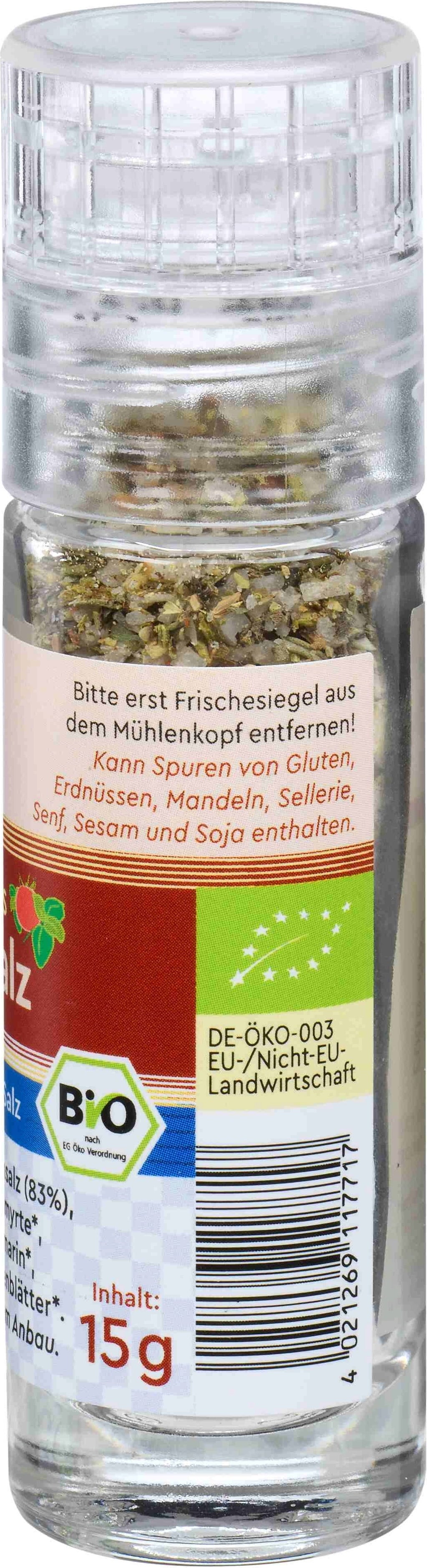 Organic Mediterranean Salt Blend - Mini Mill - 15 g