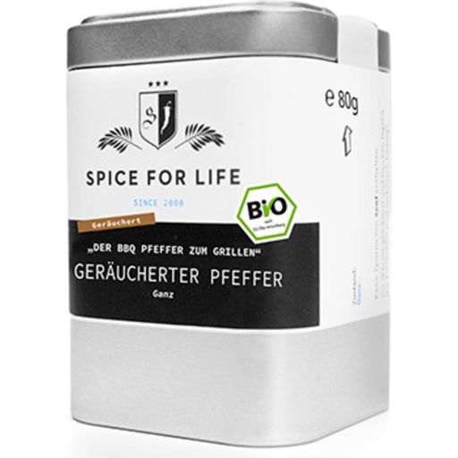 Spice for Life Czarny pieprz organiczny, wędzony, cały - 80 g