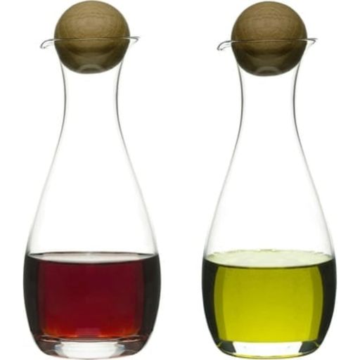 Oval Oak Oil & Vinegar Bottles with a Wooden Closure - 1 Pc.
