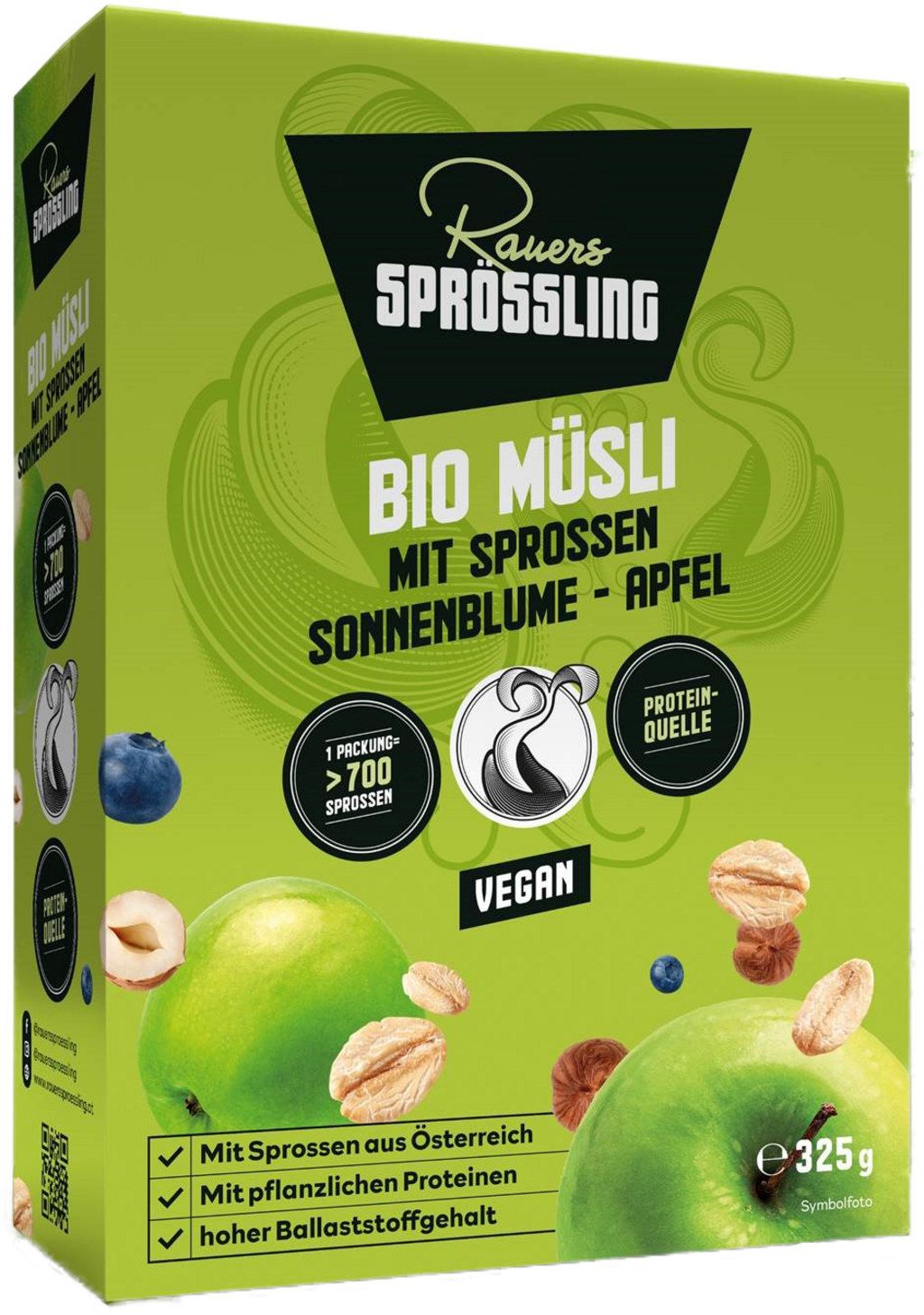 Muesli Bio aux Graines Germées de Tournesol et à la Pomme