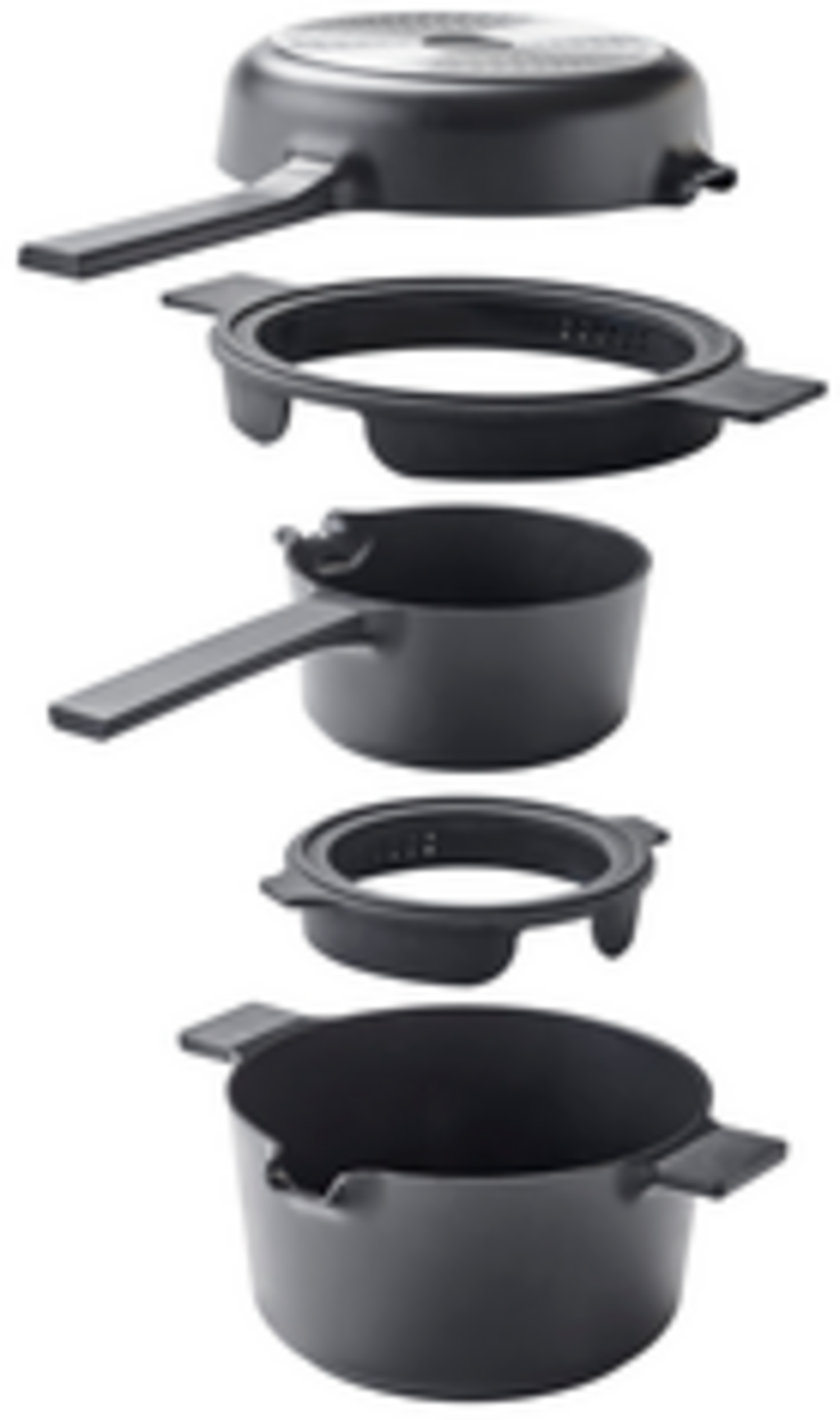 Set di Pentole Impilabili Antiaderenti in Alluminio Riciclato - 5 Pezzi