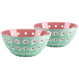 guzzini Set de 2 Bols LE MURRINE, Ø 12 cm - Matcha Green/White/Mauve
