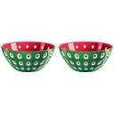 LE MURRINE - Set di 2 Ciotole Ø 12 cm, Emerald Green/White/Red