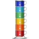 6 Tasses à Espresso Colorées avec Support Métallique - 1 kit(s)