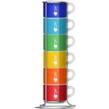 6 Gekleurde Espressokopjes met Metalen Frame