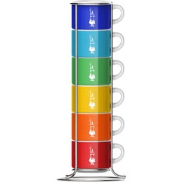 6 Gekleurde Espressokopjes met Metalen Frame - 1 set