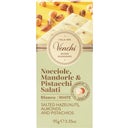 Tavoletta di Cioccolato Bianco con Nocciole, Pistacchi e Mandorle Salate - 95 g