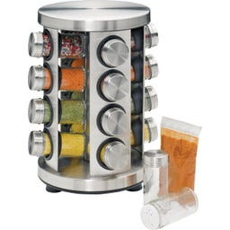 Round Stainless Steel Spice Rack, 16 Jars - 1 Pc.