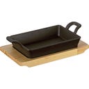Poêle de Service Carrée BBQ avec Planche en Bois - 1 pcs.