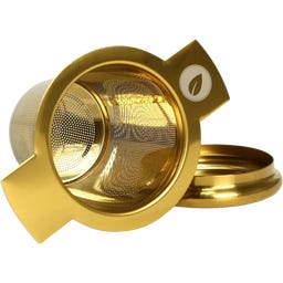 Tea Master Tea Strainer with Lid/Saucer - gold