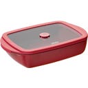 Plat Rectangulaire en Verre avec Couvercle en Verre et Silicone, 0,8 L - Cerise