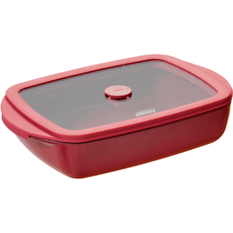 Bandeja Rectangular de Vidrio con Tapa de Vidrio y Silicona, 0,8 L - Cereza