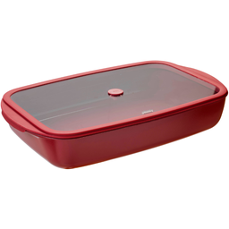 Rectangular Glass Casserole Dish with Glass Silicone Lid, 3.6 L - Cherry