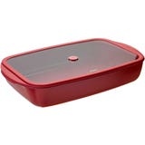 Bandeja Rectangular de Vidrio con Tapa de Vidrio y Silicona, 3,6 L