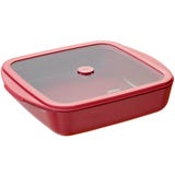 Teglia Quadrata in Vetro con Coperchio in Vetro e Silicone, 1,6 L
