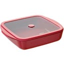 Square Glass Casserole Dish with Glass Silicone Lid, 1.6 L - Cherry