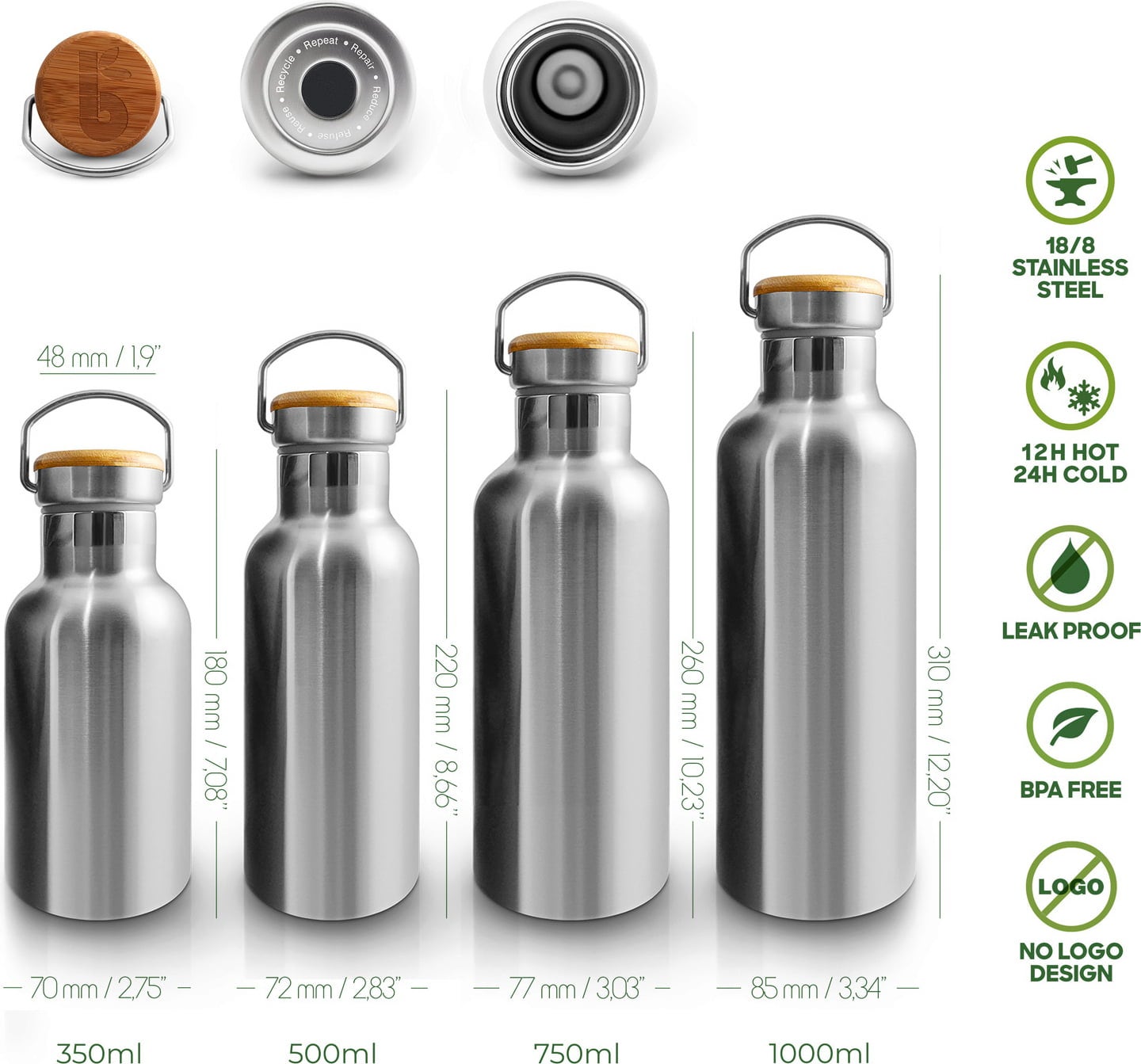 Bambaw Thermos in Acciaio Inossidabile, 750 ml - Yellow Beam