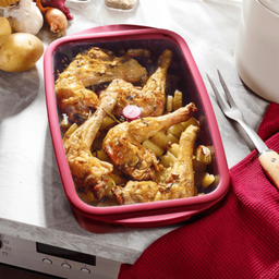 Plat Rectangulaire en Verre avec Couvercle en Verre et Silicone, 3,6 L - 