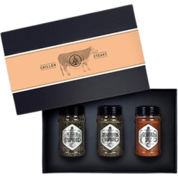 Geschenkset schwarz „Steaks grillen“ 3 Streuer - 1 Set