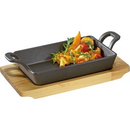 Küchenprofi BBQ Servierpfanne eckig mit Holzbrett
