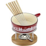 Cast Iron Induction Cheese Fondue Set - Alpine Pasture 24 cm