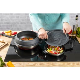 SMART & COMPACT - Poêle à Frire avec Poignée d'Appoint - Set
