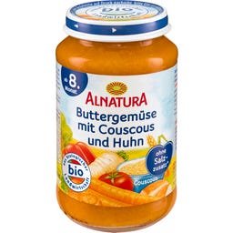 Bio Buttergemüse-Couscous mit Huhn, Babygläschen - 220 g