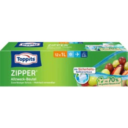 Toppits Woreczki uniwersalne Zipper®, 1 L - 12 szt.