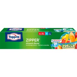 Toppits Woreczki uniwersalne Zipper®, 3 L - 8 szt.
