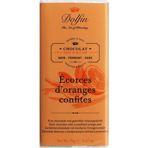 Temna čokolada s kandiranimi koščki oranže - 70 g