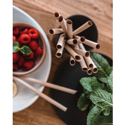 pandoo Disposable Bamboo Straws - 200 Pieces