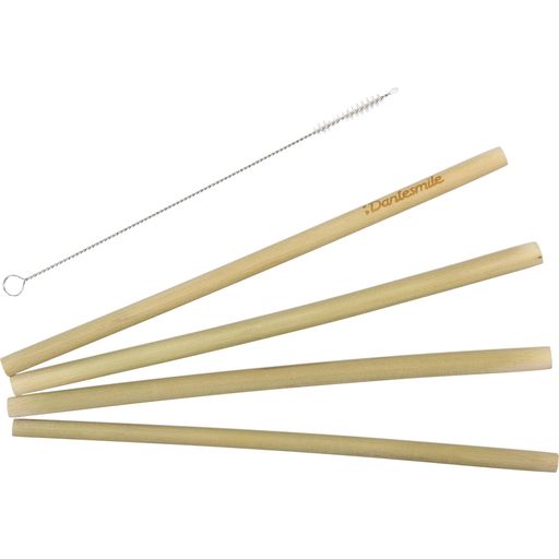 Dantesmile Pack de 4 Pajitas de Bambú + Cepillo - 1 set