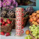 Lot de 6 Tasses à Espresso Empilables avec Support Métallique « Mercato Della Frutta » Cerises