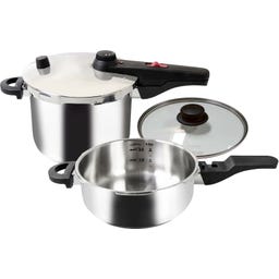 Pressure Cooker Set 22 cm, 6 L + 3 L + Glass Lid - 1 Set