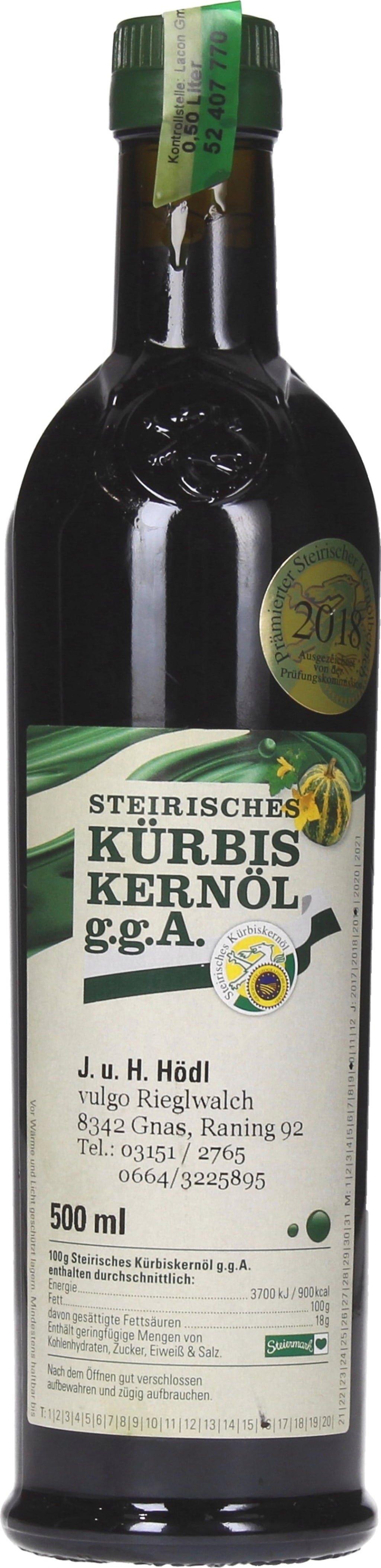 Štýrský dýňový olej CHZO, 500 ml
