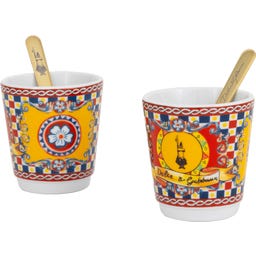 Geschenkbox Dolce & Gabbana Moka Express 2 Tassen Carretto Siciliano + 2 Espressobecher und Rührstäbchen