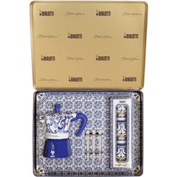 Geschenkbox Dolce & Gabbana Moka Express 3 Tassen Blu Mediterraneo + 3 Espressobecher und Rührstäbchen - 1 Stk.