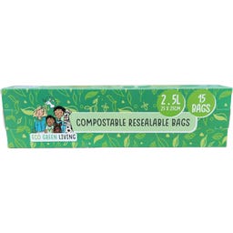 Kompostierbare, wiederverschließbare Aufbewahrungsbeutel 2,5 Liter - 15 Stück