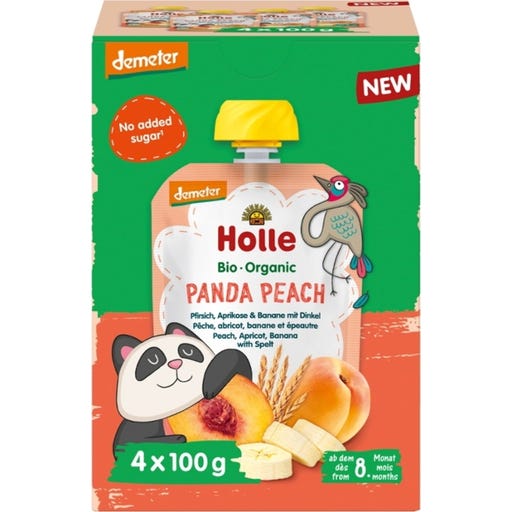 Multipack Panda Peach - Puré de Melocotón, Albaricoque y Plátano con Espelta